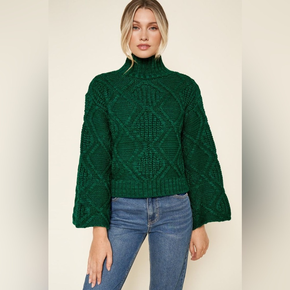 Vici Green Cable Knit Sweater